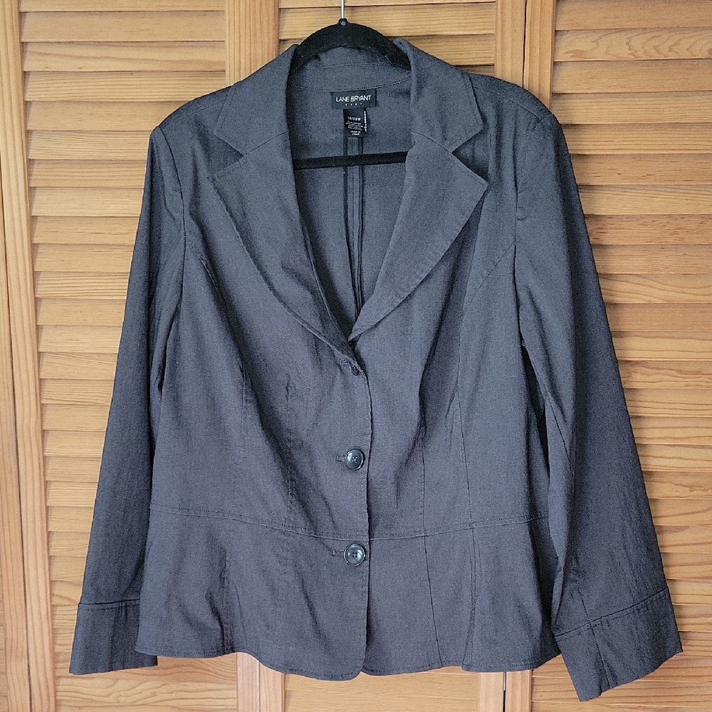 Lane Bryant Dark Grey Stretch Blazer Size 18/20W Plus Size Career Office Jacket